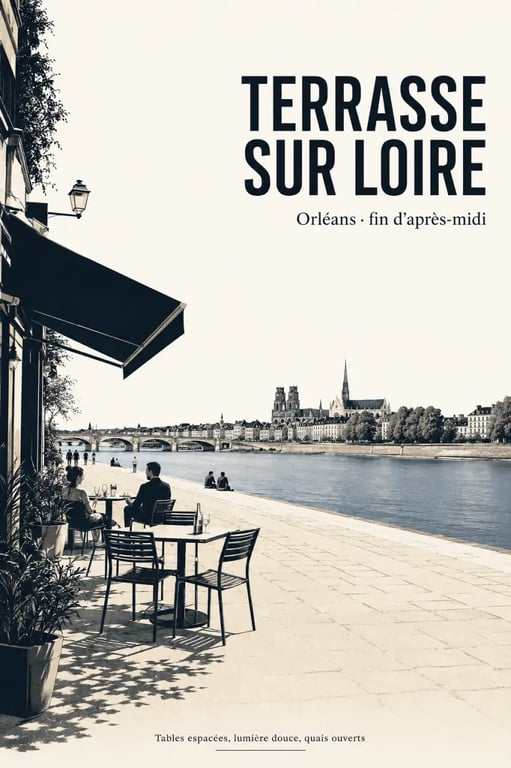 Restaurant terrasse Orléans au bord de la Loire en fin de journée