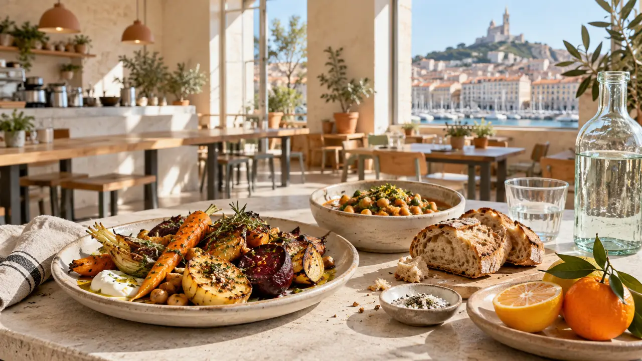 Assiette colorée servie dans une cantine anti-gaspillage à Marseille