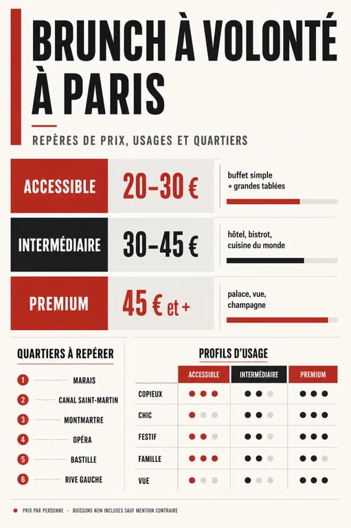 Brunch volonté Paris : comparatif visuel des prix, des ambiances et des profils d’adresses