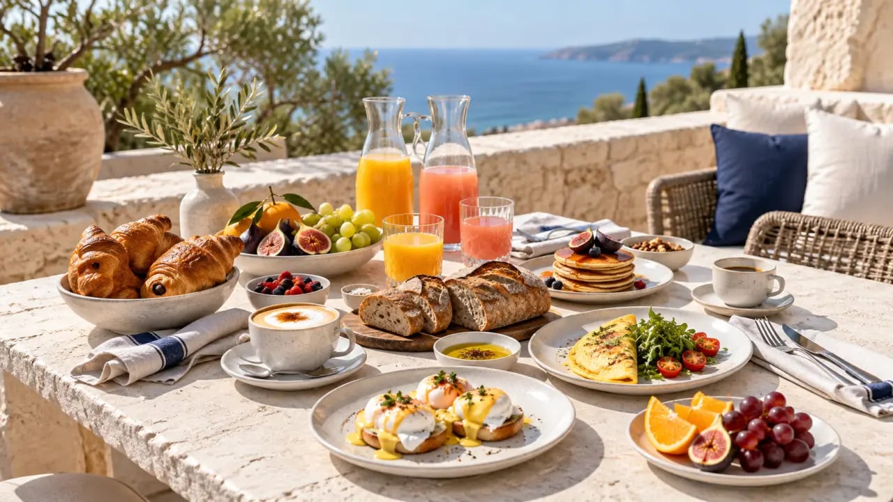 Brunch dans le Var sur une terrasse méditerranéenne avec options sucrées et salées